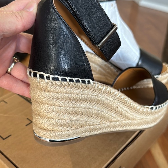 Franco Sarto Black Wedge Sandals - Picture 3 of 6